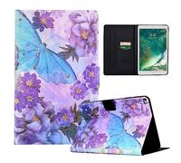 Coque pour iPad 9.7 Pouces 6ème Génération 2018/iPad 5ème Génération 2017/iPad Air/ipad Air34 PU Cuir Housse Étui de Protection avec Support Fonction Fente pour Carte Flip Cover Farfalla Con peonia