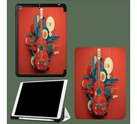 Coque pour iPad 9ème/8ème/7ème Génération 10.2 Pouces 2021/2020/2019, Étui Protecteur en Cuir PU avec Veille/Réveil Automatique, Étui avec Multi-Angle,Guitare Abstraite