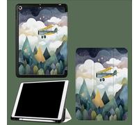 Coque pour iPad 9ème/8ème/7ème Génération 10.2 Pouces 2021/2020/2019, Étui Protecteur en Cuir PU avec Veille/Réveil Automatique, Étui avec Multi-Angle,Avion De Dessin Animé