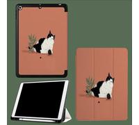 Coque pour iPad 9ème/8ème/7ème Génération 10.2 Pouces 2021/2020/2019, Étui Protecteur en Cuir PU avec Veille/Réveil Automatique, Étui avec Multi-Angle,Chat De Dessin Animé