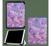 Coque pour iPad 9ème/8ème/7ème Génération 10.2 Pouces 2021/2020/2019, Étui Protecteur en Cuir PU avec Veille/Réveil Automatique, Étui avec Multi-Angle,Ciel Rose Chauves-Souris