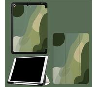 Coque pour iPad 9ème/8ème/7ème Génération 10.2 Pouces 2021/2020/2019, Étui Protecteur en Cuir PU avec Veille/Réveil Automatique, Étui avec Multi-Angle,Aquarelle Verte