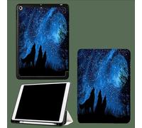 Coque pour iPad 9ème/8ème/7ème Génération 10.2 Pouces 2021/2020/2019, Étui Protecteur en Cuir PU avec Veille/Réveil Automatique, Étui avec Multi-Angle,Loup Hurlant