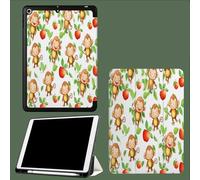 Coque pour iPad 9ème/8ème/7ème Génération 10.2 Pouces 2021/2020/2019, Étui Protecteur en Cuir PU avec Veille/Réveil Automatique, Étui avec Multi-Angle,Singe Pomme