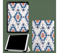 Coque pour iPad 9ème/8ème/7ème Génération 10.2 Pouces 2021/2020/2019, Étui Protecteur en Cuir PU avec Veille/Réveil Automatique, Étui avec Multi-Angle,Motif Arabesque Bleu