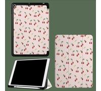 Coque pour iPad 9ème/8ème/7ème Génération 10.2 Pouces 2021/2020/2019, Étui Protecteur en Cuir PU avec Veille/Réveil Automatique, Étui avec Multi-Angle,Cerise De Dessin Animé