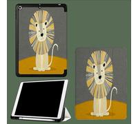 Coque pour iPad 9ème/8ème/7ème Génération 10.2 Pouces 2021/2020/2019, Étui Protecteur en Cuir PU avec Veille/Réveil Automatique, Étui avec Multi-Angle,Animal De Dessin Animé Lion