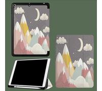 Coque pour iPad 9ème/8ème/7ème Génération 10.2 Pouces 2021/2020/2019, Étui Protecteur en Cuir PU avec Veille/Réveil Automatique, Étui avec Multi-Angle,Montagnes De Dessins Animés