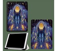 Coque pour iPad 9ème/8ème/7ème Génération 10.2 Pouces 2021/2020/2019, Étui Protecteur en Cuir PU avec Veille/Réveil Automatique, Étui avec Multi-Angle,Loup Attrape-Rêves