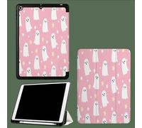 Coque pour iPad 9ème/8ème/7ème Génération 10.2 Pouces 2021/2020/2019, Étui Protecteur en Cuir PU avec Veille/Réveil Automatique, Étui avec Multi-Angle,Fantômes Étoiles De Dessins Animés