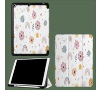 Coque pour iPad 9ème/8ème/7ème Génération 10.2 Pouces 2021/2020/2019, Étui Protecteur en Cuir PU avec Veille/Réveil Automatique, Étui avec Multi-Angle,Joli Motif Floral Arc-en-Ciel