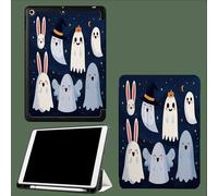 Coque pour iPad 9ème/8ème/7ème Génération 10.2 Pouces 2021/2020/2019, Étui Protecteur en Cuir PU avec Veille/Réveil Automatique, Étui avec Multi-Angle,Fantômes De Dessins Animés