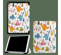 Coque pour iPad 9ème/8ème/7ème Génération 10.2 Pouces 2021/2020/2019, Étui Protecteur en Cuir PU avec Veille/Réveil Automatique, Étui avec Multi-Angle,Dinosaures De Dessins Animés
