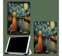 Coque pour iPad 9ème/8ème/7ème Génération 10.2 Pouces 2021/2020/2019, Étui Protecteur en Cuir PU avec Veille/Réveil Automatique, Étui avec Multi-Angle,Chat Ciel Étoilé