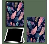Coque pour iPad 9ème/8ème/7ème Génération 10.2 Pouces 2021/2020/2019, Étui Protecteur en Cuir PU avec Veille/Réveil Automatique, Étui avec Multi-Angle,Plumes De Bohême