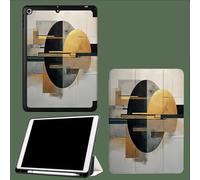 Coque pour iPad 9ème/8ème/7ème Génération 10.2 Pouces 2021/2020/2019, Étui Protecteur en Cuir PU avec Veille/Réveil Automatique, Étui avec Multi-Angle,Cercle Géométrie