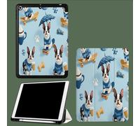 Coque pour iPad 9ème/8ème/7ème Génération 10.2 Pouces 2021/2020/2019, Étui Protecteur en Cuir PU avec Veille/Réveil Automatique, Étui avec Multi-Angle,Boston Terrier