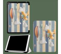 Coque pour iPad 9ème/8ème/7ème Génération 10.2 Pouces 2021/2020/2019, Étui Protecteur en Cuir PU avec Veille/Réveil Automatique, Étui avec Multi-Angle,Motif À Rayures Dessin Animé