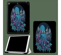 Coque pour iPad 9ème/8ème/7ème Génération 10.2 Pouces 2021/2020/2019, Étui Protecteur en Cuir PU avec Veille/Réveil Automatique, Étui avec Multi-Angle,Pieuvre De Dessin Animé