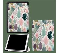 Coque pour iPad 9ème/8ème/7ème Génération 10.2 Pouces 2021/2020/2019, Étui Protecteur en Cuir PU avec Veille/Réveil Automatique, Étui avec Multi-Angle,Plantes De La Jungle