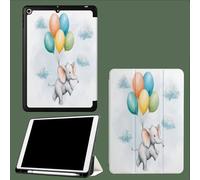 Coque pour iPad 9ème/8ème/7ème Génération 10.2 Pouces 2021/2020/2019, Étui Protecteur en Cuir PU avec Veille/Réveil Automatique, Étui avec Multi-Angle,Bébé Éléphant Ballon