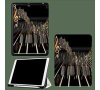 Coque pour iPad 9ème/8ème/7ème Génération 10.2 Pouces 2021/2020/2019, Étui Protecteur en Cuir PU avec Veille/Réveil Automatique, Étui avec Multi-Angle,Notes De Musique Touches De Piano