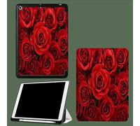 Coque pour iPad 9ème/8ème/7ème Génération 10.2 Pouces 2021/2020/2019, Étui Protecteur en Cuir PU avec Veille/Réveil Automatique, Étui avec Multi-Angle,Roses Romantiques