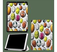 Coque pour iPad 9ème/8ème/7ème Génération 10.2 Pouces 2021/2020/2019, Étui Protecteur en Cuir PU avec Veille/Réveil Automatique, Étui avec Multi-Angle,Ballons De Sport De Dessin Animé