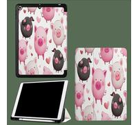 Coque pour iPad 9ème/8ème/7ème Génération 10.2 Pouces 2021/2020/2019, Étui Protecteur en Cuir PU avec Veille/Réveil Automatique, Étui avec Multi-Angle,Cochon De Dessin Animé