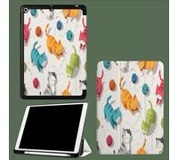 Coque pour iPad 9ème/8ème/7ème Génération 10.2 Pouces 2021/2020/2019, Étui Protecteur en Cuir PU avec Veille/Réveil Automatique, Étui avec Multi-Angle,Chat De Dessin Animé Fil