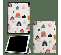 Coque pour iPad 9ème/8ème/7ème Génération 10.2 Pouces 2021/2020/2019, Étui Protecteur en Cuir PU avec Veille/Réveil Automatique, Étui avec Multi-Angle,Arc-en-Ciel Griffonné