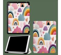 Coque pour iPad 9ème/8ème/7ème Génération 10.2 Pouces 2021/2020/2019, Étui Protecteur en Cuir PU avec Veille/Réveil Automatique, Étui avec Multi-Angle,Nuages Arc-en-Ciel