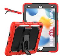 Coque pour iPad 9ème génération/iPad 8ème génération/iPad 7e génération 10,2" 2021.2020/2019 3 en 1 Kickstand Shock Proof Protective Coque pour iPad 10,2" Rouge