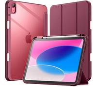 Coque Pour Ipad (A16) 11Ème/10Ème Génération (2025/2022) Avec Porte-Stylet,Transparent Fin Support Antichoc Tablette (Vin Rouge)