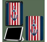 Coque pour iPad A16 11ème 2025 11 Pouces/pour ipad 10ème 10.9 Pouces 2022 Étui, Étui Intelligent en Cuir PU de qualité supérieure avec Réveil/Veille Automatique,Ancre Rayures Rouges