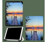 Coque pour iPad A16 11ème 2025 11 Pouces/pour ipad 10ème 10.9 Pouces 2022 Étui, Étui Intelligent en Cuir PU de qualité supérieure avec Réveil/Veille Automatique,Pont Lac en Bois
