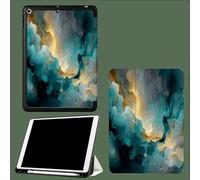 Coque pour iPad Air 13 Pouces M3 2025/M2 2024,Étui iPad Air 13 Pouces avec Coque Arrière en TPU Doux,Étui Mince Smart Folio,Auto Réveil/Sommeil Nébuleuse Rotation Abstrait Fantaisie Rayures-Turquoise