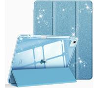 Coque Pour Ipad Air 13 Pouces M3/M2 (2025/2024) - [Rangement De Stylet] Coque Transparente Claire, Étui Antichoc Avec Bord En Tpu Housse Pliable Sommeil/Réveil Auto, Bleu Scintillant