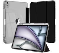 Coque pour iPad Air 13 Pouces M4/M3/M2 (2026/2025/2024) avec Porte-Pencil, Étui Housse Cover Arrière Clair Transparente Support Fine Antichoc, Veille/Réveil Automatique, Espace Noir