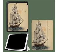 Coque pour iPad Air 3 (2019, 3ème Génération)/ pour iPad Pro 10.5 Pouces 2017 avec Porte-Stylo, Housse Etui de Slim Léger Protection Fonction Veille/Réveil Automatique,Voilier Vintage