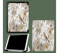 Coque pour iPad Air 3 (2019, 3ème Génération)/ pour iPad Pro 10.5 Pouces 2017 avec Porte-Stylo, Housse Etui de Slim Léger Protection Fonction Veille/Réveil Automatique,Rétro Floral Oiseau