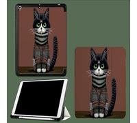 Coque pour iPad Air 3 (2019, 3ème Génération)/ pour iPad Pro 10.5 Pouces 2017 avec Porte-Stylo, Housse Etui de Slim Léger Protection Fonction Veille/Réveil Automatique,Chat Vintage