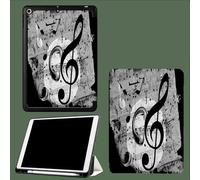 Coque pour iPad Air 3 (2019, 3ème Génération)/ pour iPad Pro 10.5 Pouces 2017 avec Porte-Stylo, Housse Etui de Slim Léger Protection Fonction Veille/Réveil Automatique,Notes De Musique Rétro