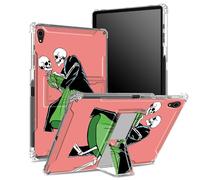 Coque pour iPad Air 5e génération 2022/iPad Air 4e 2020, 10,9" avec porte-crayon, dos transparent avec motif tête de mort, protection des coins, coque antichoc avec béquille rigide