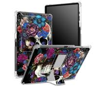 Coque pour iPad Air 5e génération 2022/iPad Air 4e 2020, 10,9" avec porte-crayon, dos transparent avec tête de mort en sucre, protection des coins - Coque antichoc avec béquille rigide