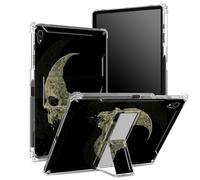 Coque pour iPad Air 5e génération 2022/iPad Air 4e 2020, 10,9" avec porte-crayon, dos transparent avec tête de mort et lune, protection des coins, coque antichoc avec béquille rigide