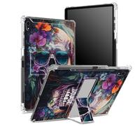 Coque pour iPad Air 5e génération 2022/iPad Air 4e 2020, 10,9" avec porte-crayon, dos transparent avec lunettes, tête de mort en sucre, protection des coins - Coque antichoc avec béquille rigide