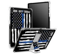 Coque pour iPad Air 5e génération 2022/iPad Air 4e 2020, 10,9" avec porte-crayon, dos transparent avec drapeau américain honorable, protection des coins, coque antichoc avec béquille rigide