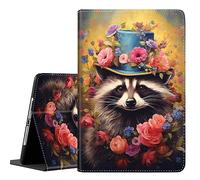 Coque pour iPad Mini 5/4/3/2/1, coque de protection durable et résistante aux chocs pour Apple iPad Mini 7,9" 1ère, 2ème, 3e, 4e, 5e génération, raton laveur fleur rouge