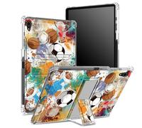 Coque pour iPad Mini 6/iPad Mini 6e génération 2021 8,1" avec porte-crayon, dos transparent avec ballons de football, protection des coins antichoc avec béquille rigide